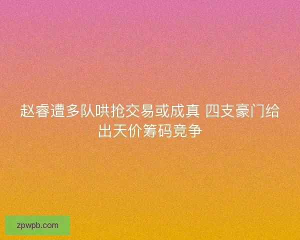 赵睿遭多队哄抢交易或成真 四支豪门给出天价筹码竞争