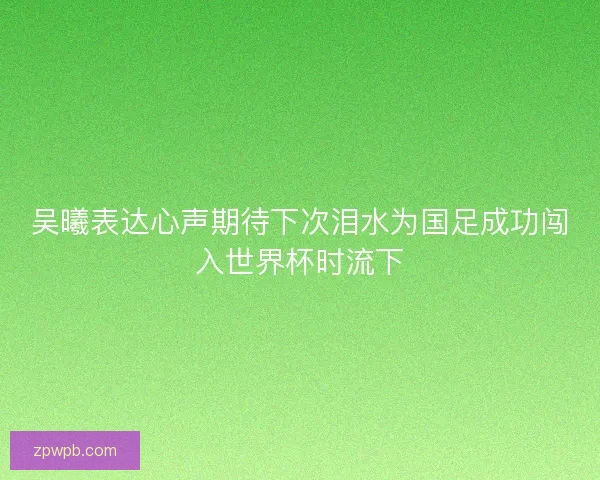 吴曦表达心声期待下次泪水为国足成功闯入世界杯时流下 吴曦表达心声期待下次泪水为国足成功闯入世界杯时流下